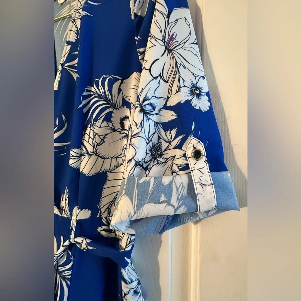 YUMI KIM Coastal Resort Spring Lg All For You Floral Blue Jumpsuit Wide Leg Crop